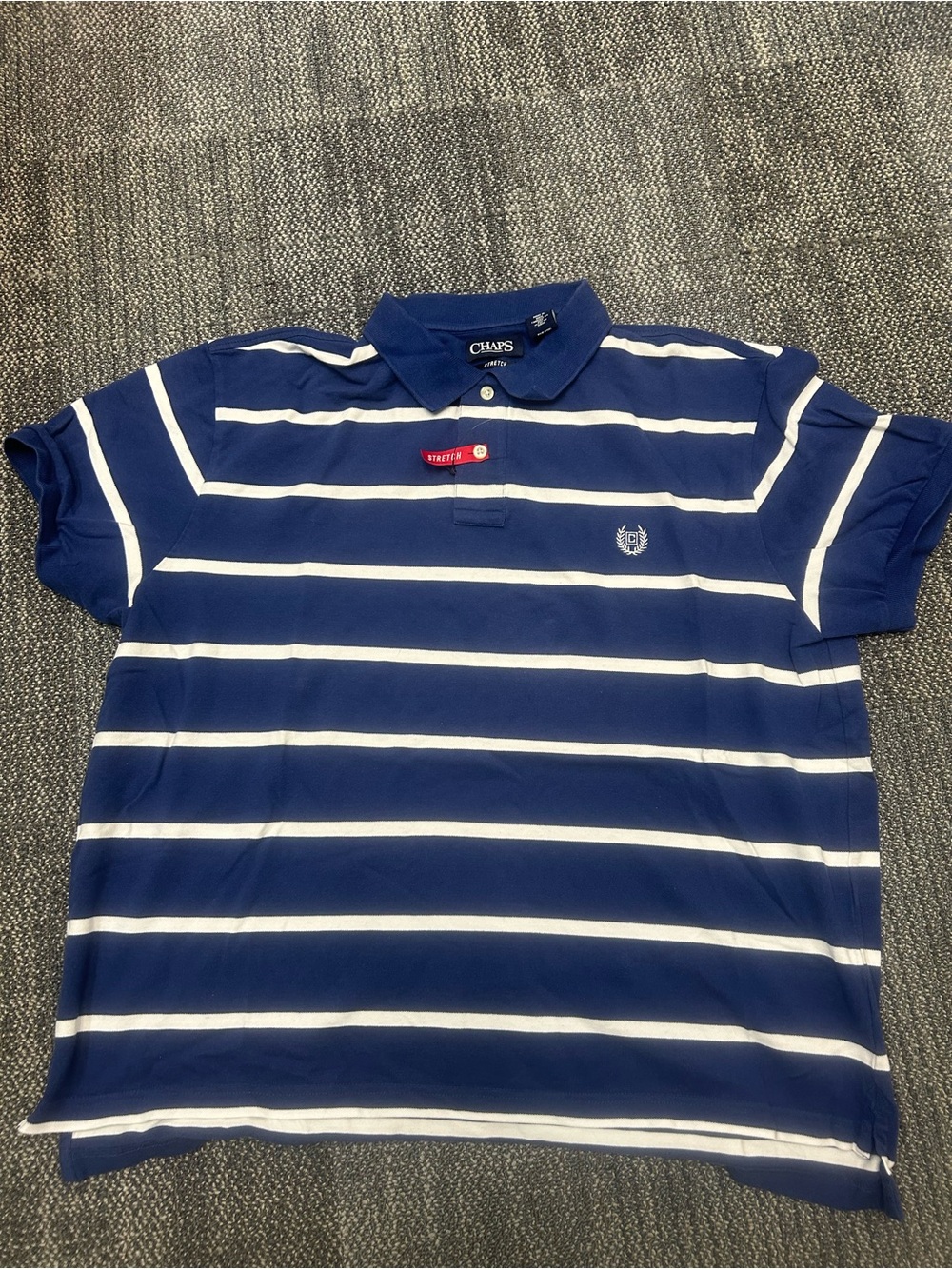 Chaps Men's Navy & White Striped Polo Shirt